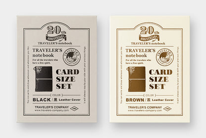 【正規販売店】【限定商品】【名入れ可能商品】　トラベラーズノート カードサイズ 20周年セット 黒 茶