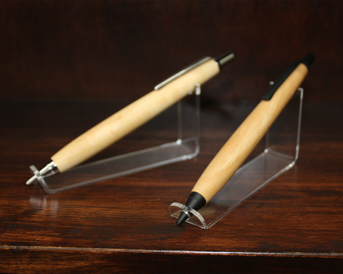 オリーブ木軸シャープペン ブラック シルバー